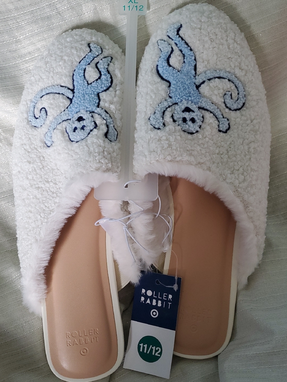 Roller Rabbit x Target Blue Monkey Fuzzy House Slippers